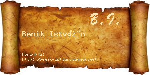 Benik István névjegykártya
